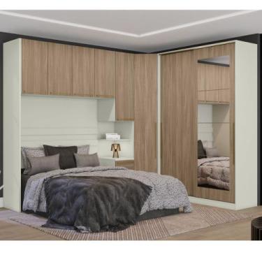Imagem de Quarto Modulado de Canto Casal com Espelho 5 Peças 8 portas Seletto He