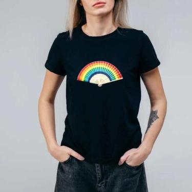 Imagem de Camiseta Preta Leque - Bandeira Orgulho - LGBT - Lojas Áurea, P