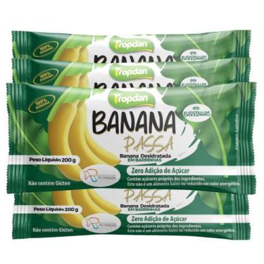 Imagem de Kit c/ 4und Banana Passa em Barrinhas TROPDAN 200g