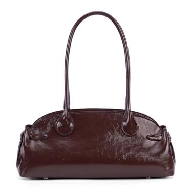 Imagem de JQWSVE Bolsas de ombro femininas de couro esmaltado Hobo Bolsa Carryall Bolsa de mão de designer moderna e bolsas com zíper, Bordo