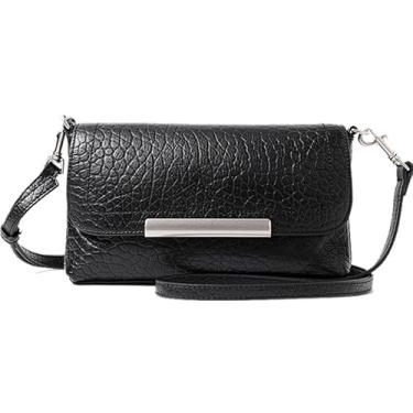 Imagem de Mini bolsa tiracolo estilo aba de couro genuíno para mulheres, bolsa carteiro pequena, couro macio, leve, bolsa de ombro