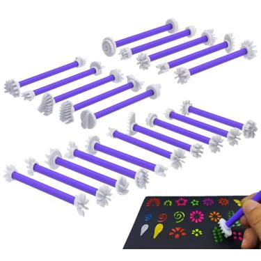 Imagem de GEOCCI Ferramentas de pétalas de flores para pintura de pontos, ferramenta de pontilhamento de 40 formas de pétalas, ferramentas de arte de mandala para pedras, ferramentas de gravação para pintura de