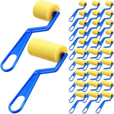 Imagem de Tenceur 15 rolos de tinta de espuma de 7,6 cm, 15 peças, rolo de esponja de desenho de 3 cm, pincel de esponja pequeno com cabo de plástico para jovens artistas, crianças, pintura de graffiti