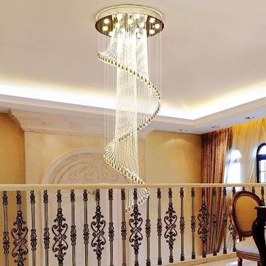 Imagem de Escadas Escada Espiral Lustre Lâmpada Longo Lustre Moderno Minimalista Duplex Villa Casa Piso Grande Sala De Estar Lustre De Cristal Decoração De Casa, 13 lights