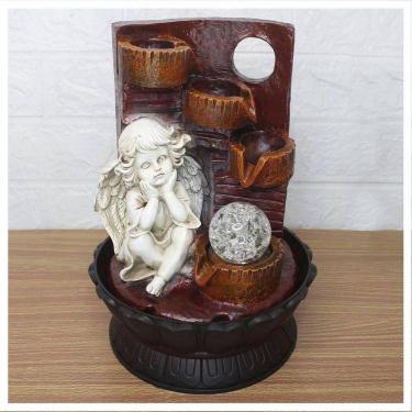 Imagem de Decoração Fonte De água Anjo Cascata 3 Quedas Luz De Led Bivolt