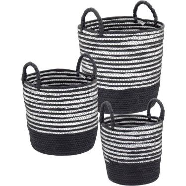 Imagem de Sawalli Cesta Fibra Preto 3Pç