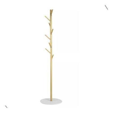 Imagem de Cabideiro Mancebo Dourado 8 Hastes Base Mármore 170X32X32Cm - Maxeb