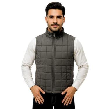 Imagem de Colete Profissional Nylon Forro Zíper Masculino Cinza - Fardas Express