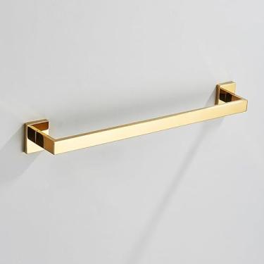 Imagem de Porta Toalha De Banheiro Inox Quadrado Suporte Toalheiro Solteiro 40/60cm Preto/Cromada/Ouro(Ouro Polido 40cm)