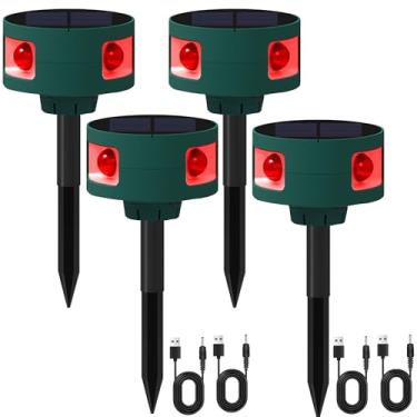 Imagem de QXMH Alarme com sensor de movimento solar ao ar livre: luz de alarme com detector de movimento de 129 db, alarme infravermelho de 360° com carregamento USB 4 modos para casa, casa, quintal, galinheiro