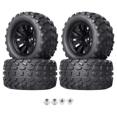 Imagem de FriHobby 1/10 RC Truck Wheels Tires Set 12mm Hex Compatible with Traxxas Redcat Brushless Lipo Power (Non-Glued)