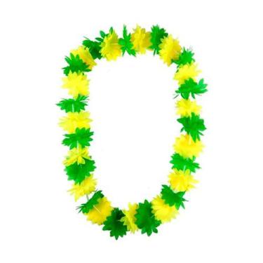 Imagem de Colar Havaiano Verde e Amarelo - 50cm - Extra Festas