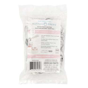 Imagem de We R Memory Keepers Refil de botão com 100 unidades pequenas de 25 mm, crie botões personalizados DIY para mochilas, bolsas, alfinetes, emblemas, chaveiros e muito mais