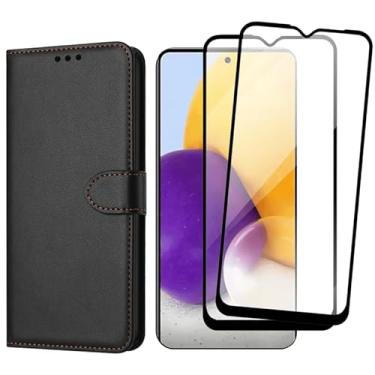 Imagem de Capa Capinha Carteira Para Galaxy A72 Capinha Flip Case + 2 Películas de Vidro Temperado 3D