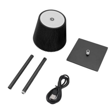 Imagem de Hilitand Lâmpada de Mesa Sem Fio LED, Lâmpada de Mesa de Controle de Toque 3 Colorido Escurecimento 3600mAh Recarregável Bateria Night Light para Barras, Quartos, Restaurantes (Preto)