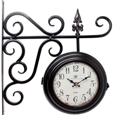 Imagem de Relógio De Parede Europeu Dupla Face Estação Trem Em Metal