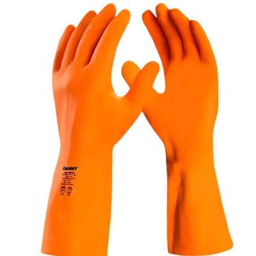 Imagem de Luva Látex Laranja Reforçada Forrada Max Orange DA208 Danny CA 11286