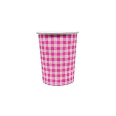 Imagem de Kit 32 Copos de Papel Xadrez Festa Junina 200ml Copo para Quentão Copo Xadrez Quermesse Decoração Festa Fazendinha(ROSA)
