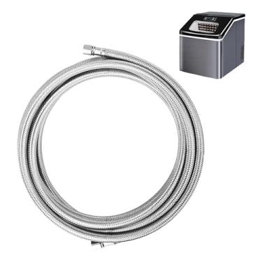 Imagem de Miucui Conector De Máquina De Gelo Trançado De Aço Inoxidável De 2 Pés, Mangueira De Abastecimento De Água De Refrigerador Flexível Universal E Kit De Tubos Com Encaixe De Compressão De 1/4"