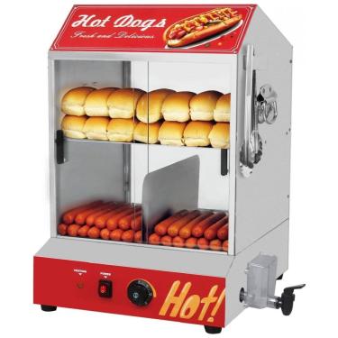 Imagem de Máquina de Vapor para Cachorro-Quente de 2 Andares, 40L, com Aquecedor de Pães, Temperatura Ajustável, Porta de Vidro Deslizante, Nessxa