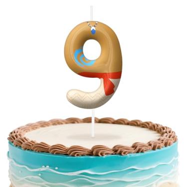 Imagem de Velas de aniversário número 9 do Havaí, topo de bolo com tema de ilha para decoração de bolo para meninos e meninas, decorações de aniversário, suprimentos de festa, velas numéricas para decoração de