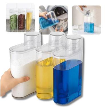 Imagem de Kit 3 Dispenser Multiuso 1,2L Porta Sabão Líquido Sabão em Pó Detergen