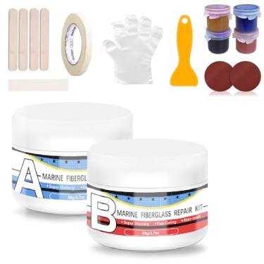 Imagem de CAMUTKRY Kit de reparo de barco de fibra de vidro (correspondência colorida), kit de reparo de revestimento de gel para barcos, kit de reparo de fibra de vidro marítima para barcos, enchimento de