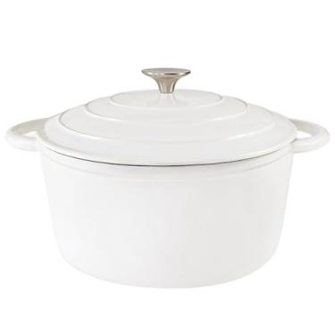 Imagem de Forno holandês, fornos holandeses de ferro fundido, panela de forno holandês com tampa, panela holandesa esmaltada de 3 QT, fornos holandeses com alças duplas, panela de ferro fundido para grelha