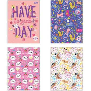 Imagem de Kit de Cadernos Brochurão, Tilibra, Capa Dura, Pepper, 80 Folhas, Feminino, Pacote com 5