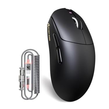 Imagem de ATTACK SHARK Mouse para jogos X8Plus 55g Superlight sem fio com DPI de 40K, sensor PAW 3395PRO, chip Broadcom BK52820, switch HUANO, driver de web, mouse de mão grande com cabo RGB - preto