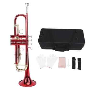 Imagem de Kit profissional de trompete BB com bocal polido de diamante Válvulas resistentes à água dupla Chaves de dedos confortáveis para bandas iniciantes Orquestra músicos de ouro