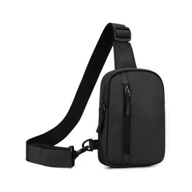Imagem de Peicees Mini bolsa tiracolo masculina, bolsa de ombro, bolsa tiracolo feminina, suporte para telefone com alça reversível e bolso duplo, Preto, mini