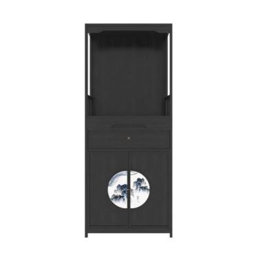 Imagem de ZzleoyuUUs-12 Prateleira de altar budista para sala de estar, entrada de buda, armário de nicho, com pintura em laca, armário de oferta de incenso de nogueira (preto)