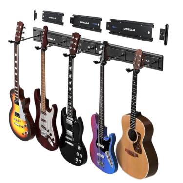 Imagem de UPELLA Cabides de parede de guitarra para várias guitarras, comporta 5 violinos, suporte de baixo de metal de alumínio premium, suporte de banjo, suporte de bandolim, conjunto de exibição de