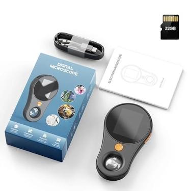 Imagem de Microscópio Digital Portátil 500x com Tela IPS 2” – Lupa de Mão com 8 LEDs Integrados (Preto com cartão de memória 32GB)