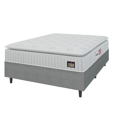 Imagem de Cama Box Colchão Casal Espuma D33 Vangogh 138x67cm Branco/cinza Hellen Branco
