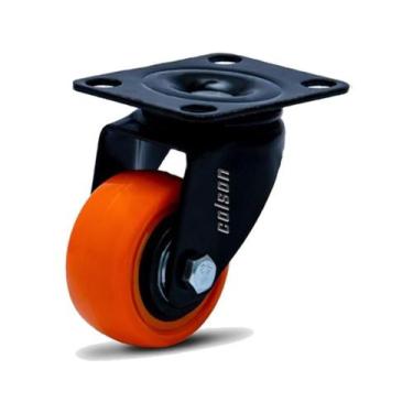 Imagem de Rodízio Linha Black Placa 2" 50mm Anti Risco Móveis 50kg Laranja - Col