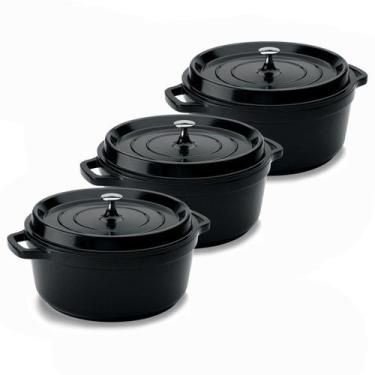 Imagem de Kit Conjunto Caçarola Hercules Revestimento Ceramico Indução Preto 4,3