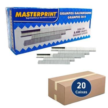 Imagem de Kit 20 Caixas de Grampo para Grampeador Galvanizado 26/6 c/ 5000 Ideal