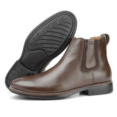 Imagem de Bota Botina Chelsea Masculina de Couro Cano Curto Café 100 - Galozé, 4
