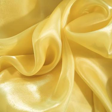 Imagem de Entisn Tecido de organza brilhante, 3 jardas contínuas com organza transparente brilhante de 140 cm de largura, tecido dourado claro brilhante para fantasia de palco, vestido moderno, artesanato DIY