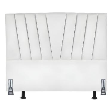 Imagem de Cabeceira Estofada Joana Casal 140 Cm Corino Branco 140x126x8 Cm Tatite Decor