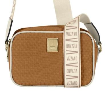 Imagem de Bolsa Feminina Vizzano Tira Transversal Tecido Fashion Zíper, Camel
