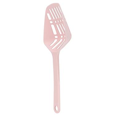 Imagem de Colher de areia de gato grande triângulo em forma de grande furo fezes de gato peneira de plástico gatinho pá para animais de estimação ferramenta de limpeza (rosa)