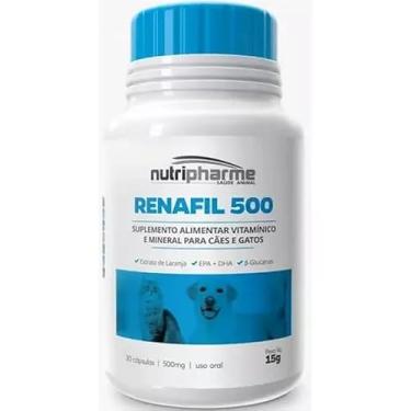 Imagem de Renafil 500 Mg Suplemento Cães Cão Cachorros e Gatos Problemas Renais Renal Nutripharme