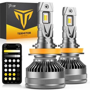 Imagem de Termitor Lâmpada inteligente H11/H9/H8 atualizada, brilho de controle de aplicativo e temperatura de cor, 10X 80.000LM brilho variável 6500K, instalação rápida ajustável de 360°, luzes de neblina H11