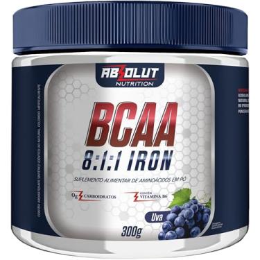 Imagem de Absolut Nutrition, BCAA 8:1:1, Aminoácidos essenciais + vitamina B6, Iron, em pó, Sabor uva, 300 gramas