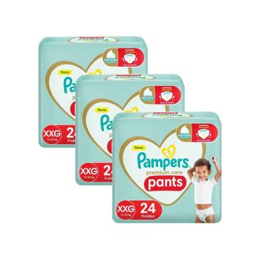 Imagem de Kit 3 Fralda Infantil Pampers Premium Care Pants Tamanho XXG com 24 Unidades