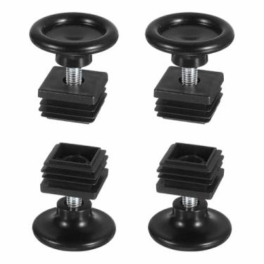 Imagem de DTGN Pés niveladores ajustáveis de 30 x 30 mm (CxL) - Conjunto com 4 - Bom para móveis - Kit de inserção quadrada para móveis - Preto