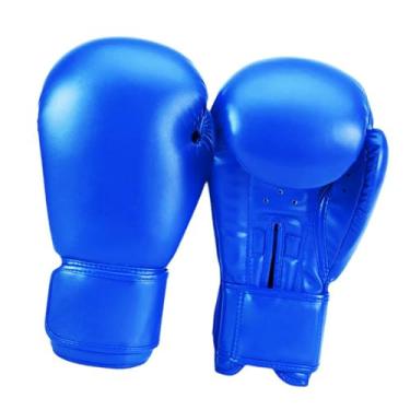 Imagem de oshhni Luvas de boxe para adultos, respirável, couro PU, saco de pancadas foco manchas almofadas para treino taekwondo kickboxing homens e mulheres, Azul